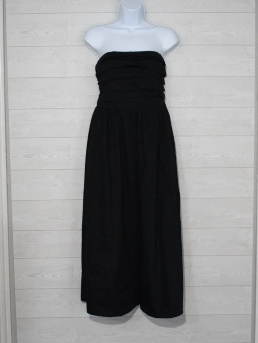 Abercrombie & Fitch Black Strapless Smocked Maxi Dress M Tall